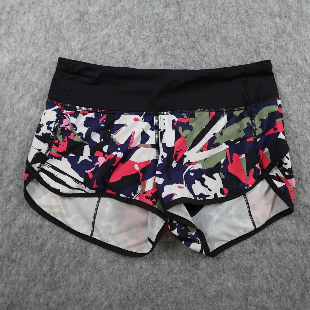 Lululemon Shorts Women 2 Pink Floral Abstract Speed Pop Cut Boom‎ Juice Run 3"